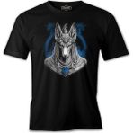 Lord T-Shirt Egyptian God Anubis With A Blue Temple Background Siyah Erkek Tshirt