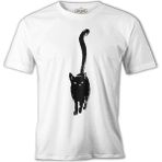 Lord T-Shirt Hayvan - Kedi Chat Noir Beyaz Erkek Tshirt