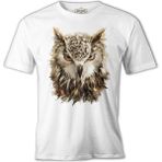 Lord T-Shirt Hayvan - Vahşi Baykuş Beyaz Erkek Tshirt - 3XL