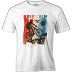 Lord T-Shirt Keep Calm And Ride On Bicycle Beyaz Erkek Tshirt - 3XL