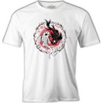 Lord T-Shirt Koi Fishes In A Floral Circle Beyaz Erkek Tshirt - 3XL