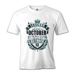 Lord T-Shirt Legends Born on October - Beat Beyaz Erkek T-shirt