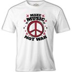 Lord T-Shirt Make Music Not War Peace Logo Beyaz Erkek Tshirt