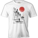 Lord T-Shirt Man On The Boat In Japanese Landscape Beyaz Erkek Tshirt - XL