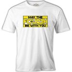 Lord T-Shirt May The Fourth Be With You With Lightsaber Beyaz Erkek Tshirt - 3XL