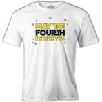Lord T-Shirt May The Fourth Be With You With Stars Beyaz Erkek Tshirt