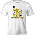 Lord T-Shirt May The Fourth With Ships And Stars Beyaz Erkek Tshirt - 3XL