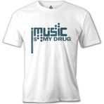 Lord T-Shirt Music Is My Drug Logo Beyaz Erkek Tshirt - XXXL