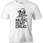 Lord T-Shirt Music Is My Drug - Yıldız Beyaz Erkek Tshirt - 2XL