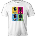 Lord T-Shirt Pop Art Microphones Beyaz Erkek Tshirt - 2XL