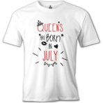Lord T-Shirt Queens Are Born In July Beyaz Erkek Tshirt - XXXL