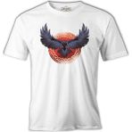 Lord T-Shirt Raven Bird Screaming Beyaz Erkek Tshirt - 3XL