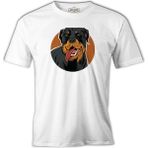 Lord T-Shirt Rottweiler Dog With Circular Background Beyaz Erkek Tshirt - M