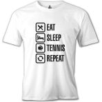 Lord T-Shirt Tenis - Eat Sleep Tennis Beyaz Erkek Tshirt - M