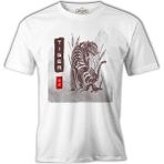 Lord T-Shirt Tiger Illustration In Chinese Style Beyaz Erkek Tshirt