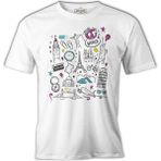 Lord T-Shirt Travel The World Eiffel Pisa Liberty Big Ben Beyaz Erkek Tshirt - XL