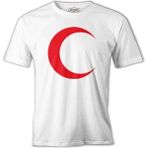 Lord T-Shirt Türk Bayrağı - Bayrak Ay Beyaz Erkek Tshirt - XL