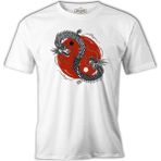 Lord T-Shirt Yin Yan Illustration With Two Dragons Beyaz Erkek Tshirt - 2XL