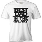 Lordd T-Shirt Best Dad In The Galaxy Beyaz Erkek T-Shirt