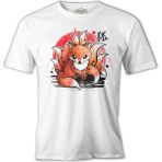Lordd T-Shirt Japon - Kitsune Ay Beyaz Erkek T-Shirt - XL