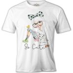 Lordd T-Shirt Kuş Kedi Küçük Kız Beyaz Erkek T-Shirt