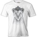 Lordd T-Shirt Taç - Dişi Aslan Beyaz Erkek T-Shirt - XXXL