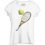 Lordd T-Shirt Tenis - Raket ve Top Beyaz Kadın T-Shirt