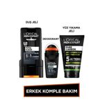 L'Oreal Paris Erkek Komple Bakım Seti Kömürlü Yüz Yıkama Jeli 100ml + Total Clean Duş Jeli 300 Ml+ Roll On
