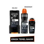 L'Oreal Paris Men Expert Erkek Temel Bakım Seti Total Clean Kömürlü Duş Jeli 300 Ml + Carbon Protect Deodorant + Roll On