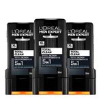 L'Oreal Paris Men Expert Total Clean 5'i 1 Arada Kömürlü 3X300 ml Duş Jeli