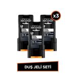 L'Oreal Paris Men Expert Total Clean 5'i 1 Arada Kömürlü 3X300 ml Duş Jeli