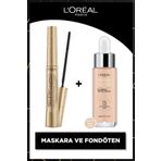 L'Oreal Paris Telescopic Gold Siyah Maskara & True Match Nude Fondöten Serum 0.5-2 Very Light
