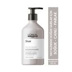 L'Oreal Professionnel 500 ml Serie Expert Silver Çok Açık Sarı, Gri ve Beyaz Saçlar için Renk Dengeleyici Mor Şampuan