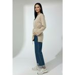 Loreen Kadın Düşük Omuz Detaylı Bağlama Aksesuarlı Bluz-20720BLZ - DARK BEIGE