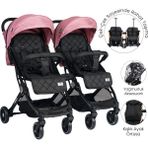Lorelli Fiorano New Kabin Pembe İkiz Bebek Arabası