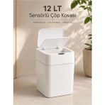 Loremp 12 Lt Sensörlü Çöp Kovası Temassız Kullanım Özelliği ile Hijyenik Plastik Malzeme - 0,1 L - 001-Renkli