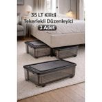 Loremp 35 Lt Saklama Kutusu Tekerlekli Kilitli Baza Altı Saklama 3 Adet - Standart - Renkli Beyaz
