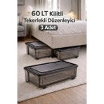 Loremp 60 Lt Tekerlekli Kilitli 3 Adet Saklama Kutusu Depolama Düzenleyici - Standart - Renkli Beyaz