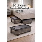Loremp 60 LT Tekerlekli Kilitli 3 Adet Saklama Kutusu Depolama Düzenleyici
