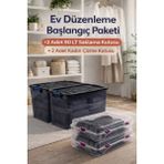 Loremp 80 Lt Tekerlekli Antrasit Kilitli Saklama Kutusu 2 Adet + 2 Adet Kadın Çizme Kutusu Ev Düzenleme - Standart - Renkli Beyaz