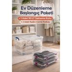 Loremp 80 Lt Tekerlekli Şeffaf Kilitli Saklama Kutusu 1 Adet + 2 Adet Kadın Çizme Kutusu Ev Düzenleme - Standart - Renkli Beyaz