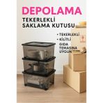 Loremp 90 Lt Saklama Kutusu Kilitli Tekerlekli 3 Adet Antrasit Depolama Düzenleyici - Standart - Renkli Beyaz