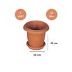 Loremp Balkon Saksı Bahçe Saksısı Büyük Boy Yuvarlak Saksı ve Altlığı 25 Litre 3 Adet 34x42