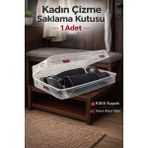 Loremp Kadın Çizme Saklama Kutusu – Kilitli Kapaklı, Hava Alan Şeffaf Çizme Kutusu 1 Adet - Standart - Renkli Beyaz