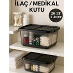Loremp Medikal Saklama Kutusu 20 Lt Dolap Içi Düzenleyici 2 Adet Antrasit Kilitli Kapak
