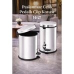 Loremp Paslanmaz Çelik Pedallı Çöp Kovası 16 Lt - 0,1 L - 001-Renkli