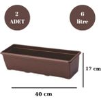 Loremp Uzun Balkon Saksısı Bahçe Saksısı Orta Boy Dikdörtgen Saksı 6 Litre 2 Adet 17X40 - Şeffaf