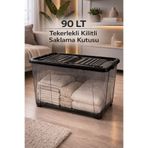 LOREMPBOX 90 LT Kilitli Tekerlekli Saklama Kutusu Antrasit 1 Adet Depolama Düzenleyici