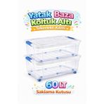 LOREMPBOX Yatak Koltuk Baza Altı 60 LT Kilitli Tekerlekli Şeffaf Saklama Kutusu Depolama Düzenleyici Beyaz