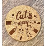 Loren Gift Cat Mom Baskılı Kedi Temalı Mantar Bardak Altlığı (1 Adet)